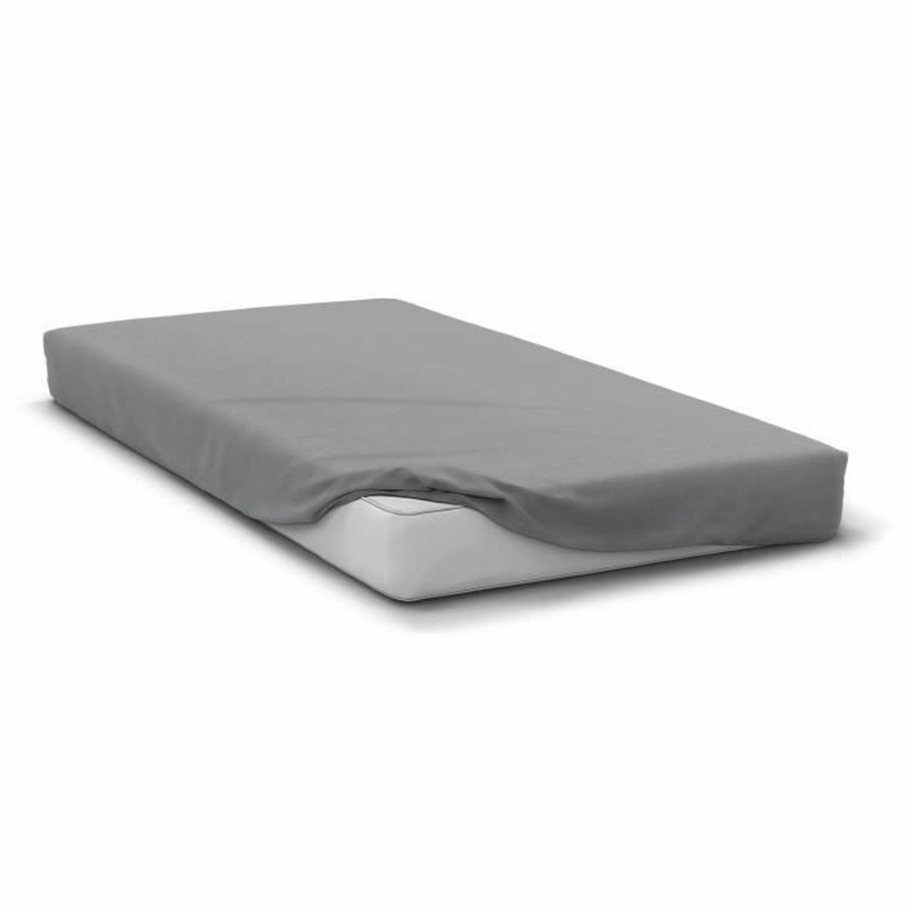 Drap housse 140 x 190 cm + 30 cm bonnet - microfibre - 82 g - gris clair