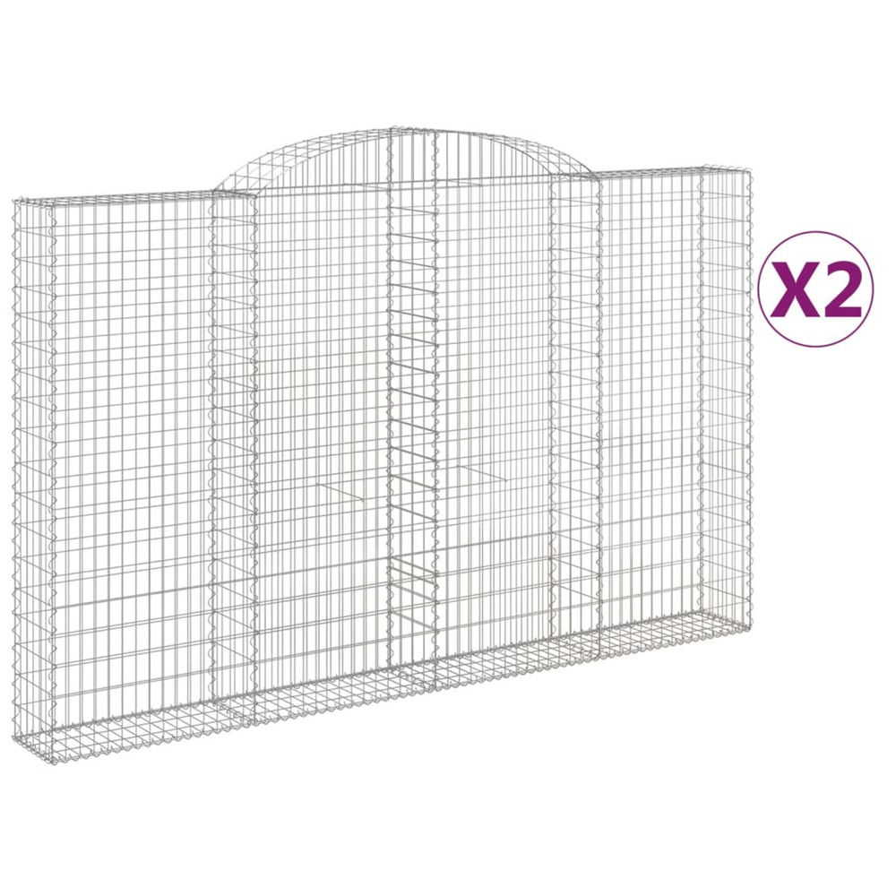 Paniers à gabions arqués 2 pcs 300x30x180/200 cm fer galvanisé