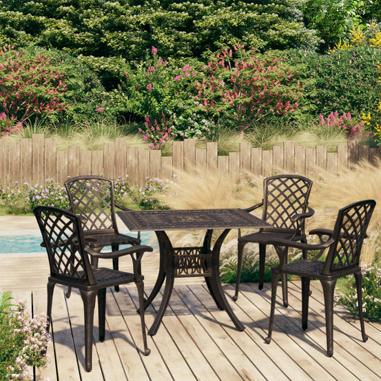 Ensemble de bistro 5 pcs aluminium coulé bronze