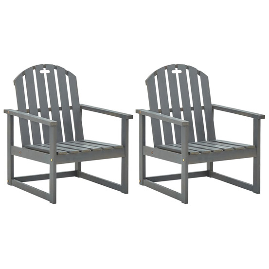 Chaises de jardin lot de 2 gris bois d'acacia solide