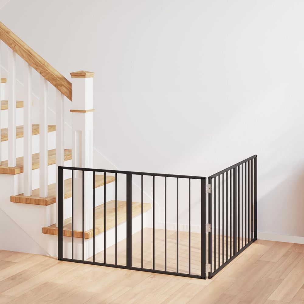 Enclos pliable chien acier galvanisé intérieur protection robuste noir 200x60cm