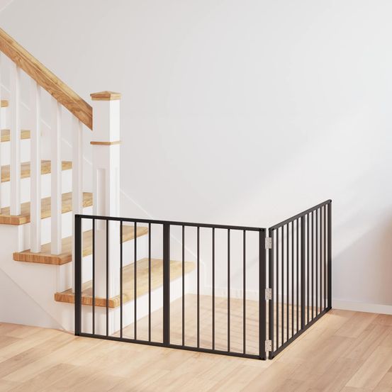 Enclos pliable chien acier galvanisé intérieur protection robuste noir 200x60cm