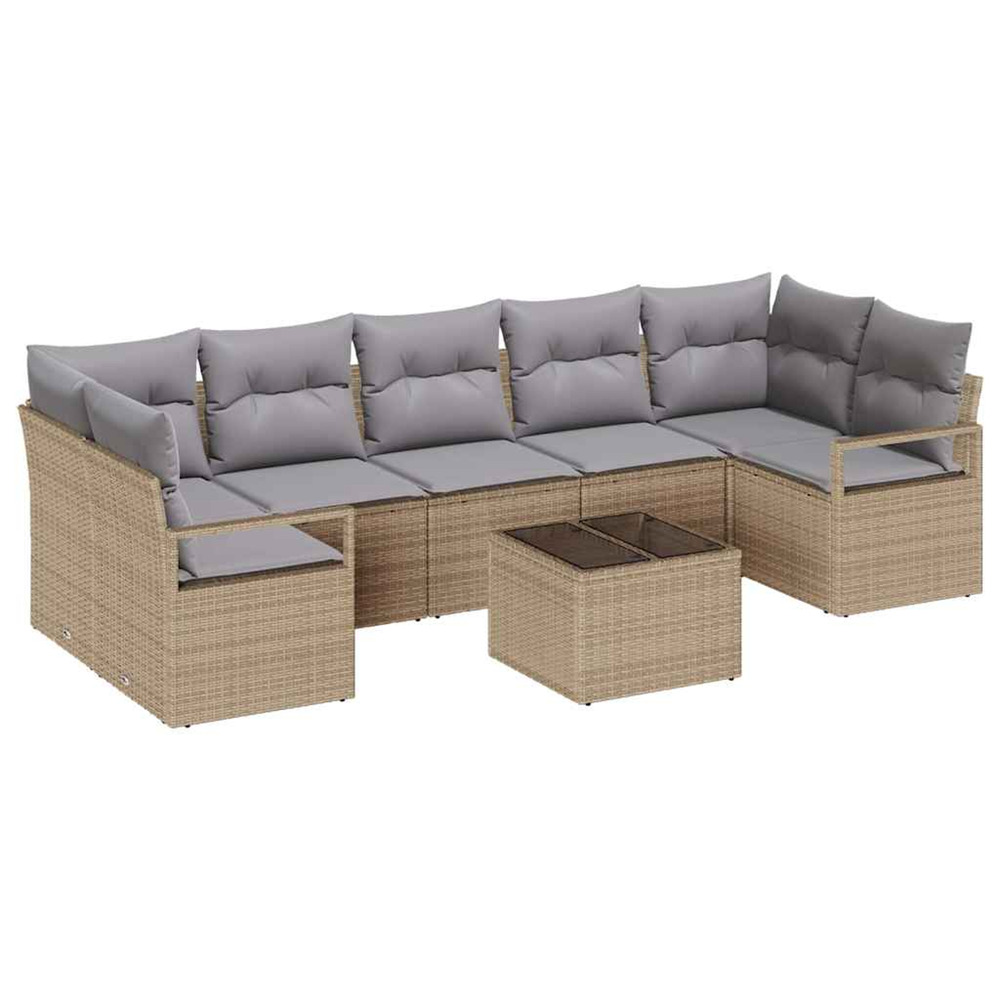 Ensemble de canapé de jardin avec coussin 8 pcs beige et gris