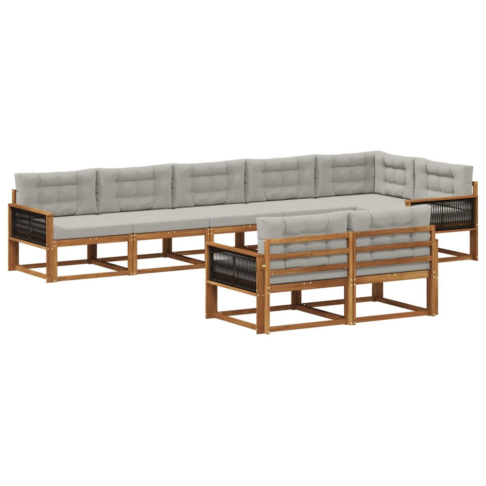 Ensemble de canapés d'extérieur 8 pc naturel et gris clair
