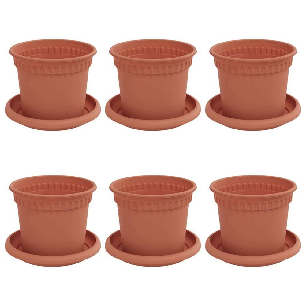 Pots de plantes 6 pc rouge brique plastique