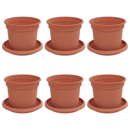 Pots de plantes 6 pc rouge brique plastique
