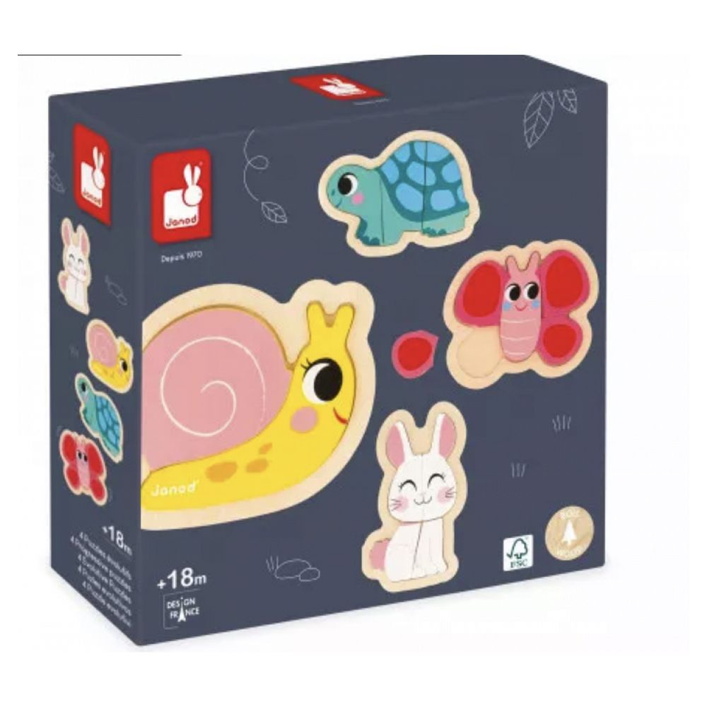 Puzzle evolutifs jardin 4 animaux