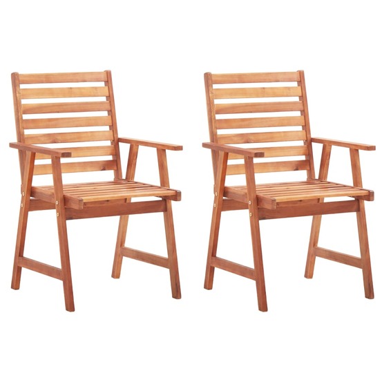Chaises à manger d'extérieur lot de 2 et coussins acacia massif