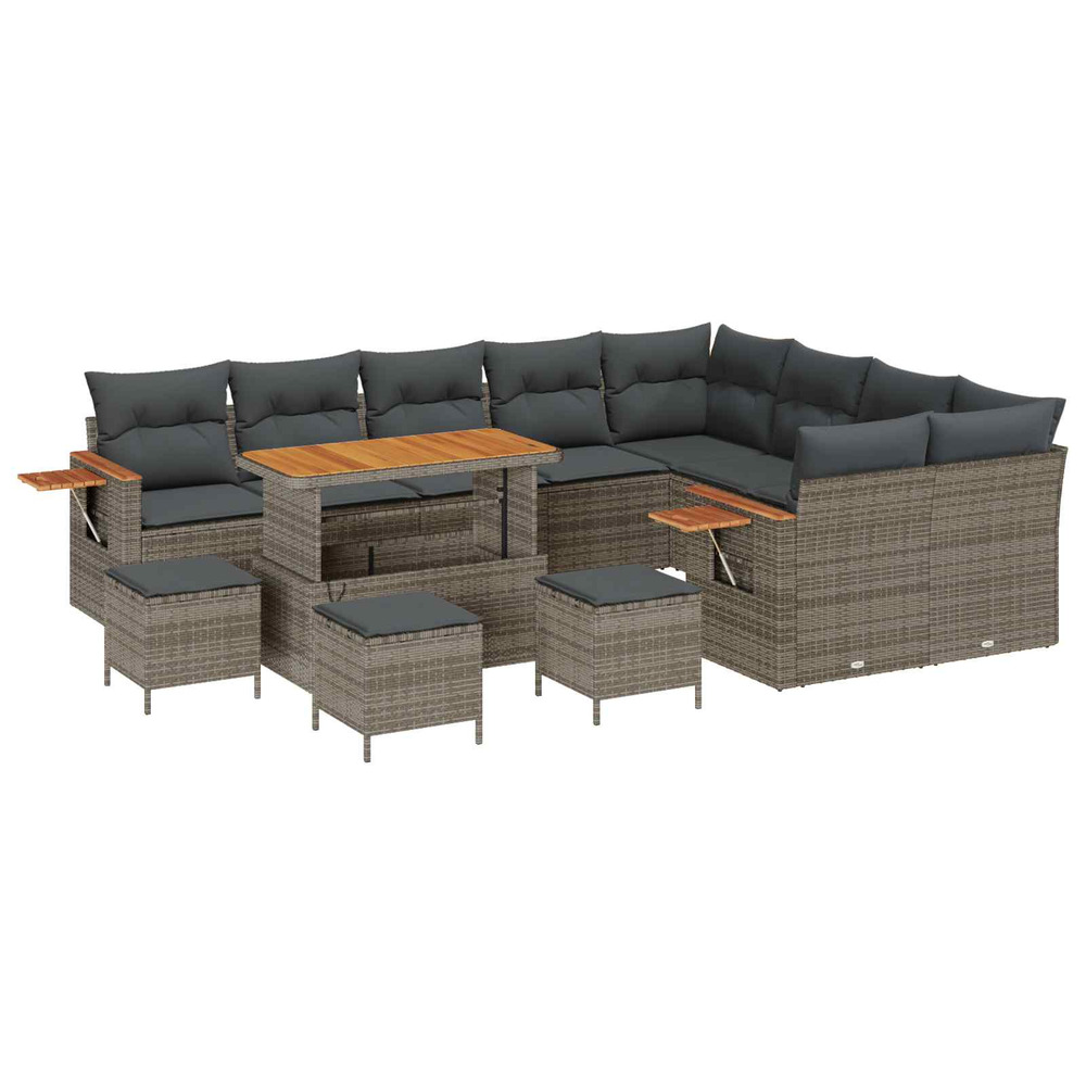 Ensemble de canapé de jardin 13 pcs gris polyrotin