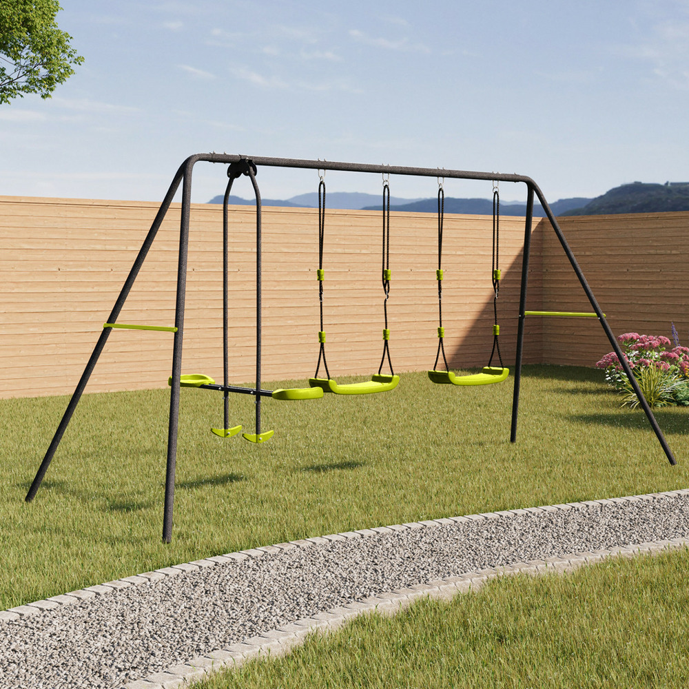 Balançoire 3 agrès portique 2 balançoires et 1 face à face