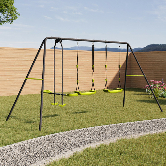Balançoire 3 agrès portique 2 balançoires et 1 face à face