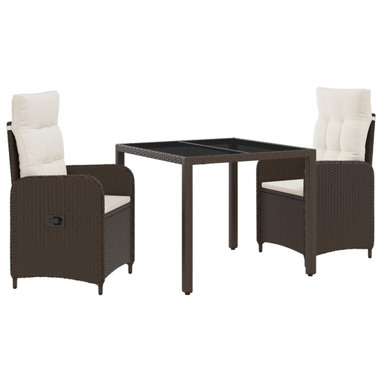 Ensemble de repas extérieur 3 pcs marron et crème blanche