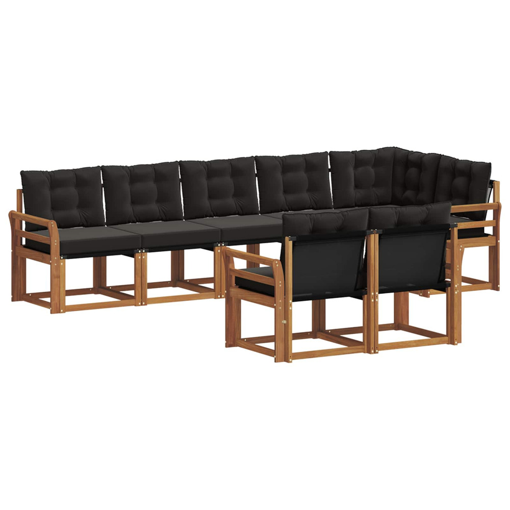 Ensemble de canapés d'extérieur 8 pcs naturel et noir