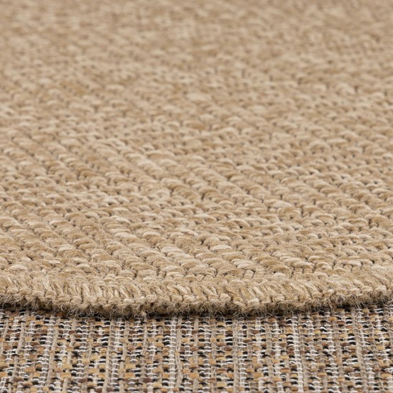 Tapis rond d'extérieur ø80cm tissé kilim beige jute art 4