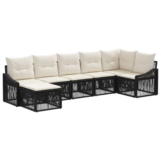 Ensemble de canapé de jardin 7 pc noir polyrotin