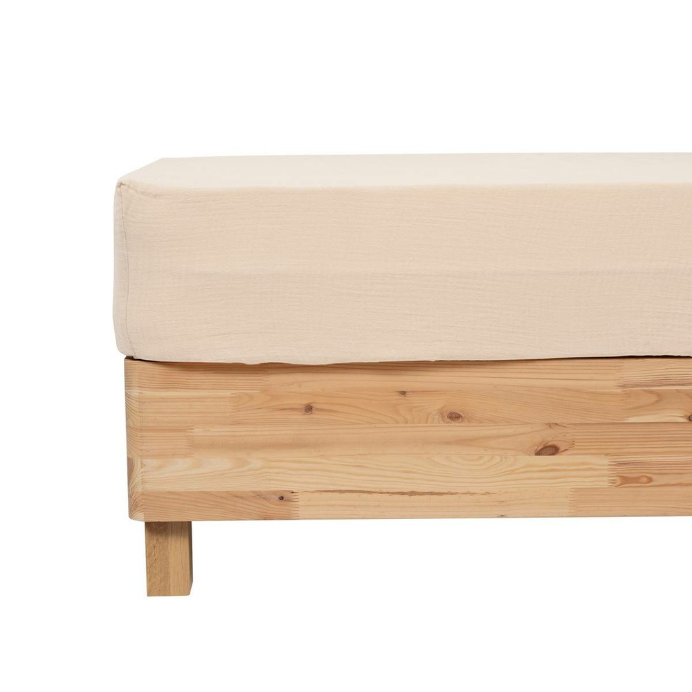 Drap housse flora gaze de coton lin 140x190cm