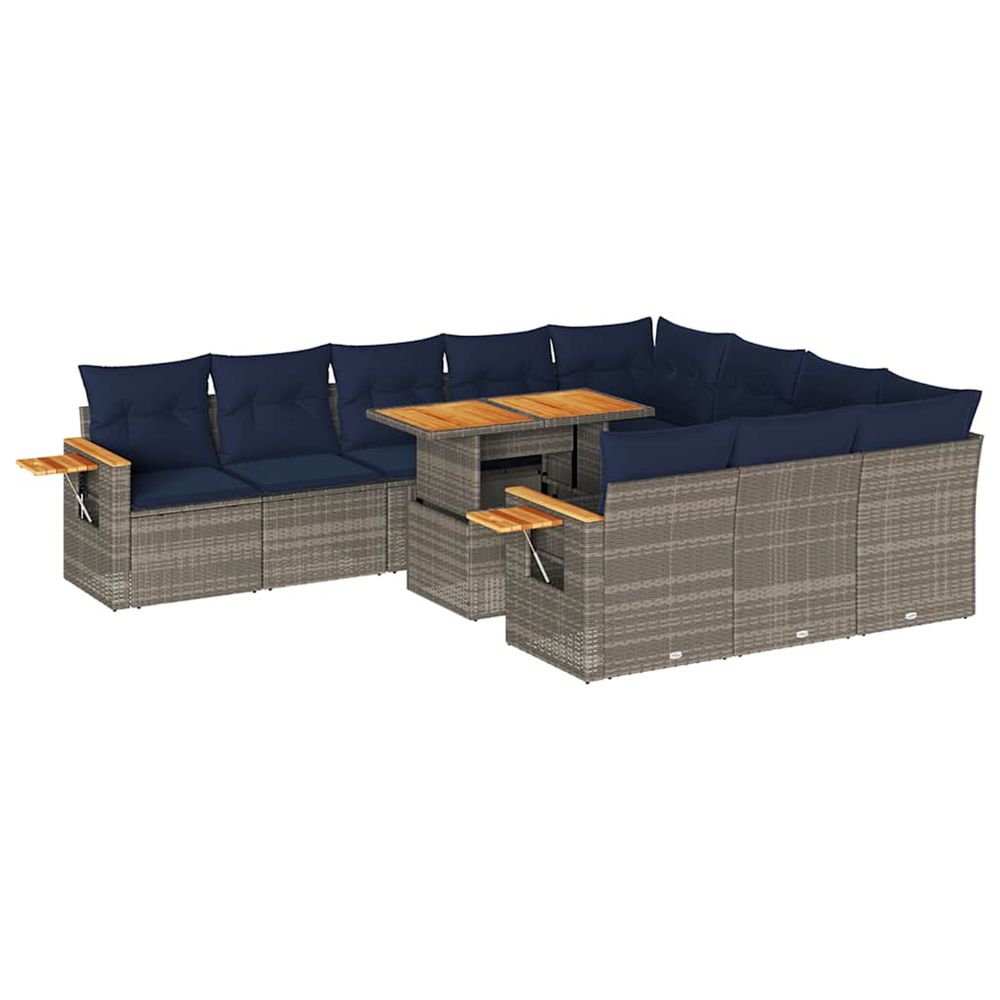 Ensemble de canapés de jardin 11 pcs et coussins rotin acacia