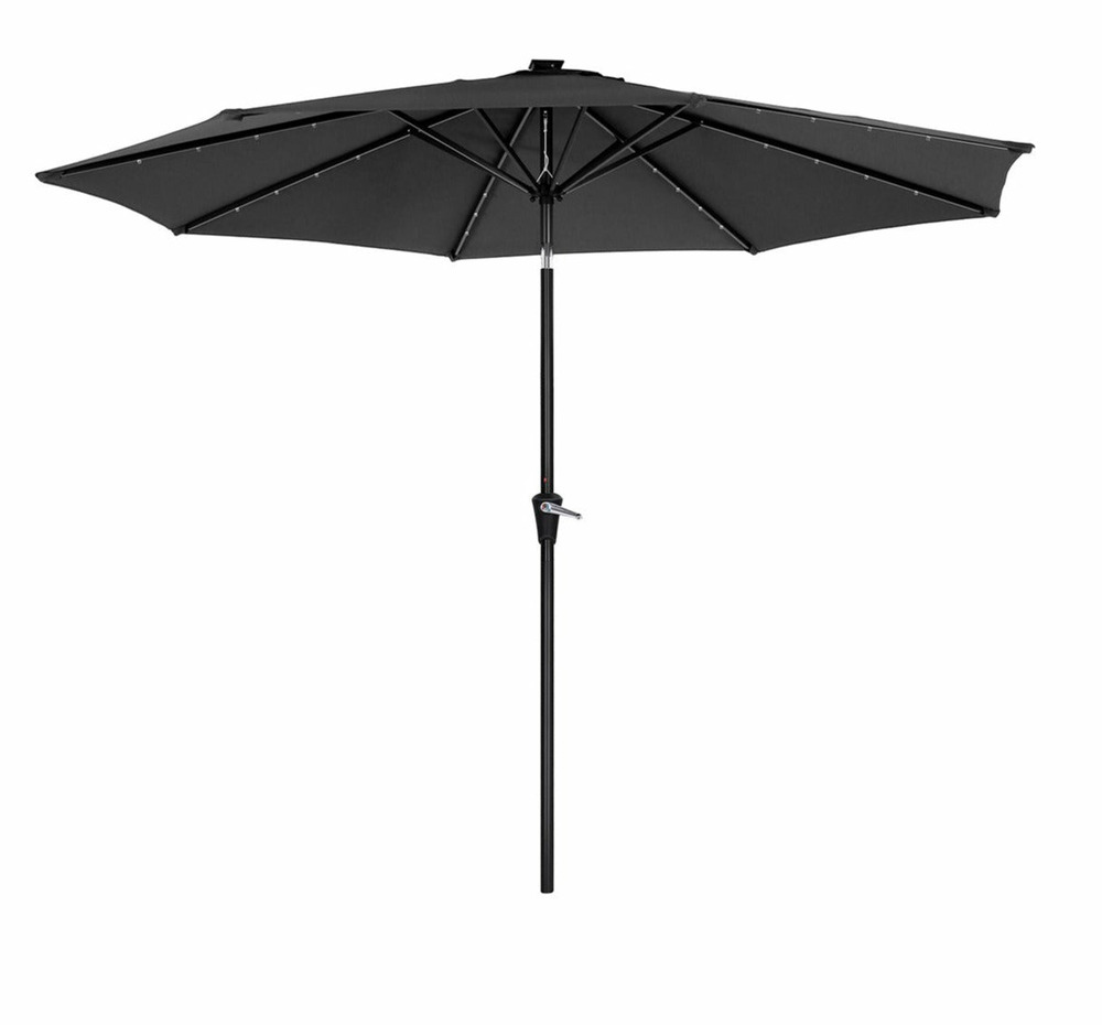 Parasol de jardin avec ampoules led à énergie solaire ombrelle de terrasse diamètre 3 m protection salaire upf50+ inclinaison