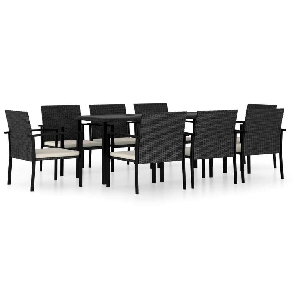 Ensemble à manger de jardin 9 pcs résine tressée noir