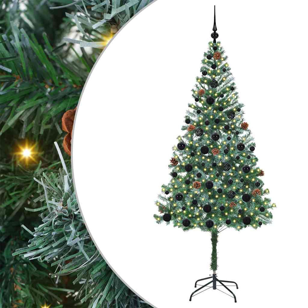 Sapin de noël artificiel avec 300 led vert 180 cm pvc et acier