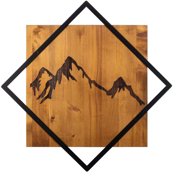 Décoration murale en bois et métal montagnes