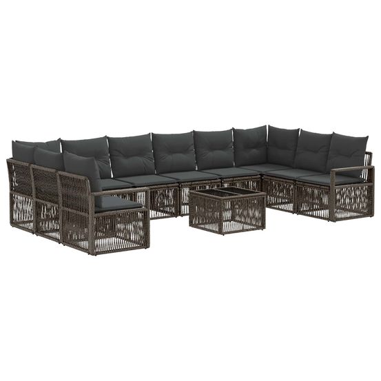 Ensemble de canapé de jardin 11 pc gris polyrotin