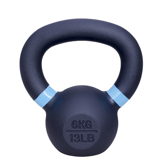 Kettlebell en fonte 6 kg - noir et bleu clair