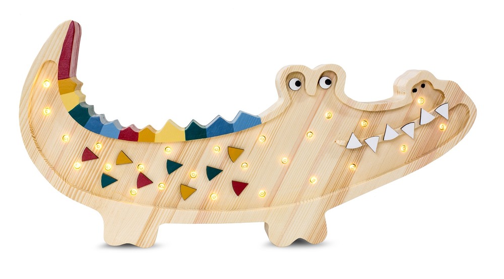 Lampe veilleuse crocodile bois naturel
