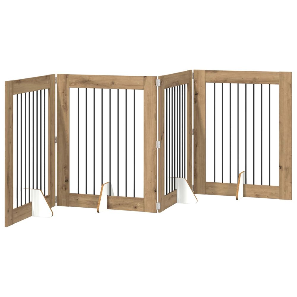 Porte de chien pliable avec supports 4 pc chêne artisanal