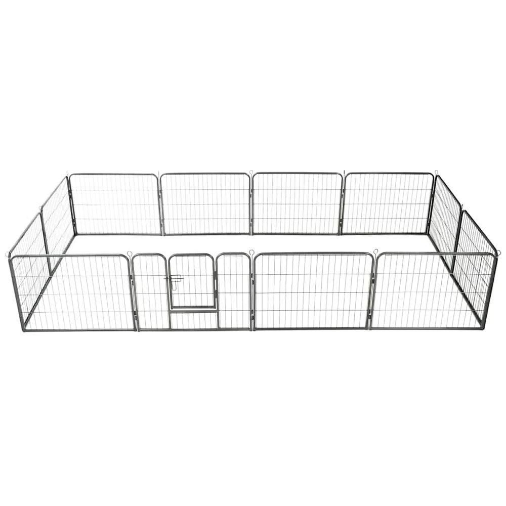 Enclos parc chien 12 panneaux acier modulable pour grand espace intérieur extérieur