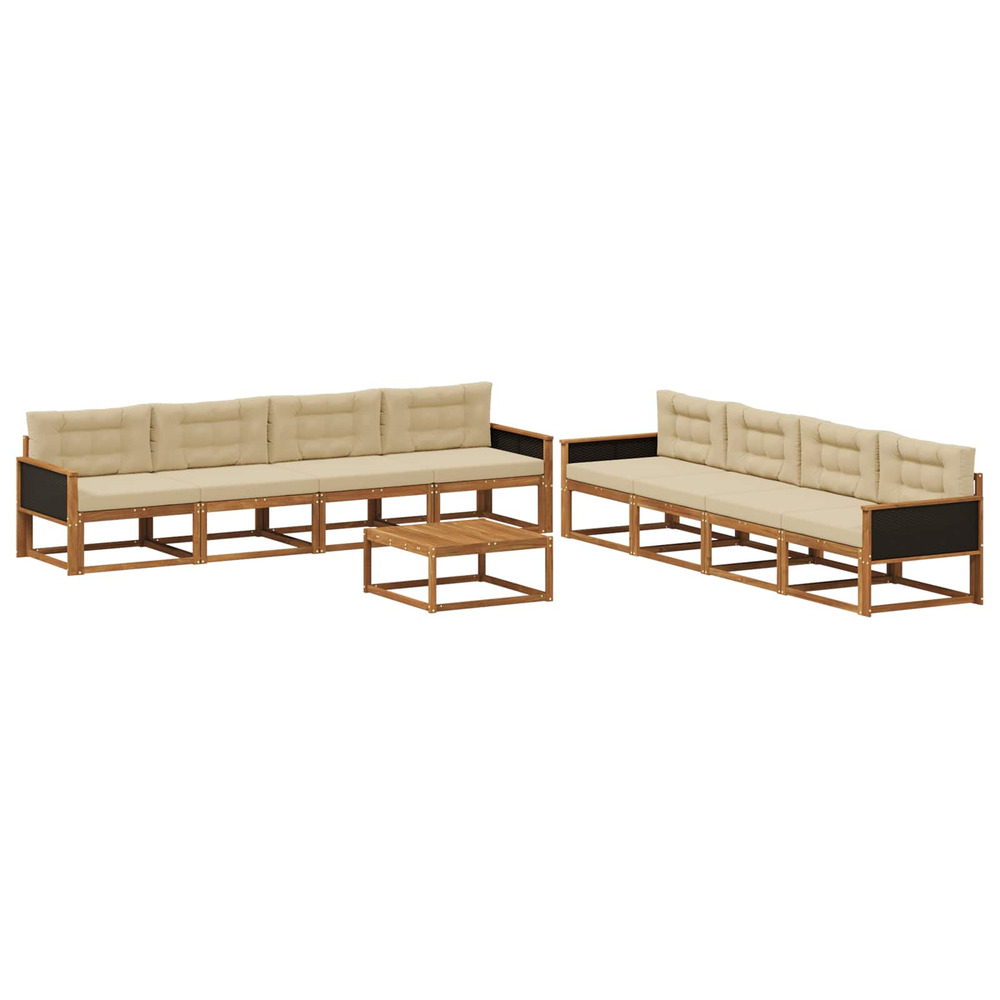 Ensemble de canapés d'extérieur 9 pcs naturel et beige