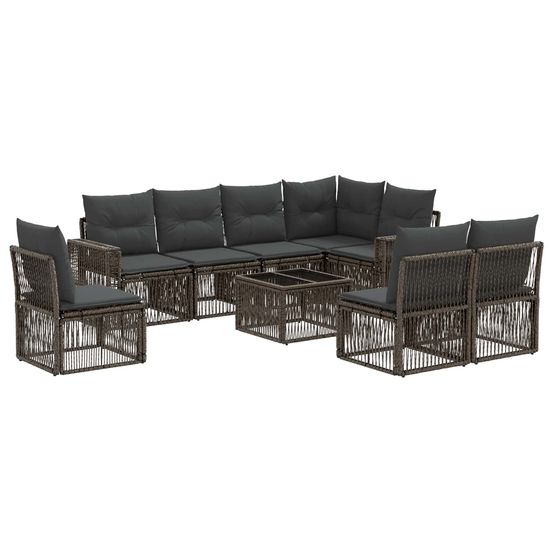 Ensemble de canapé de jardin 9 pc gris et gris foncé polyrotin
