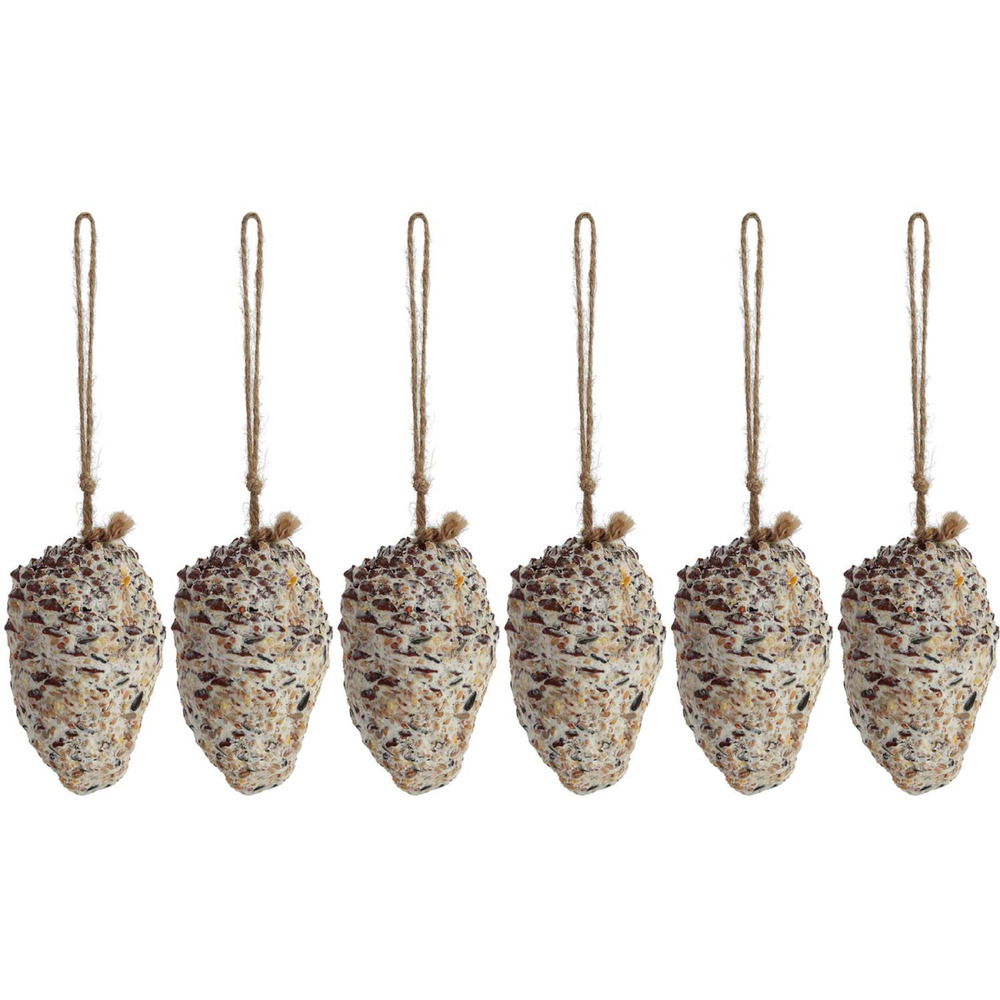 Pomme de pin fourrée de graines et graisse pour oiseaux lot de 6
