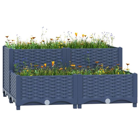 Carré potager 80x80cm polypropylène bac de plantation pour jardin potager urbain gris–comfortxl outdoor living
