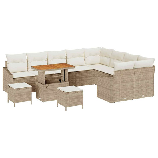Ensemble de canapé de jardin 12 pcs beige poly rotin