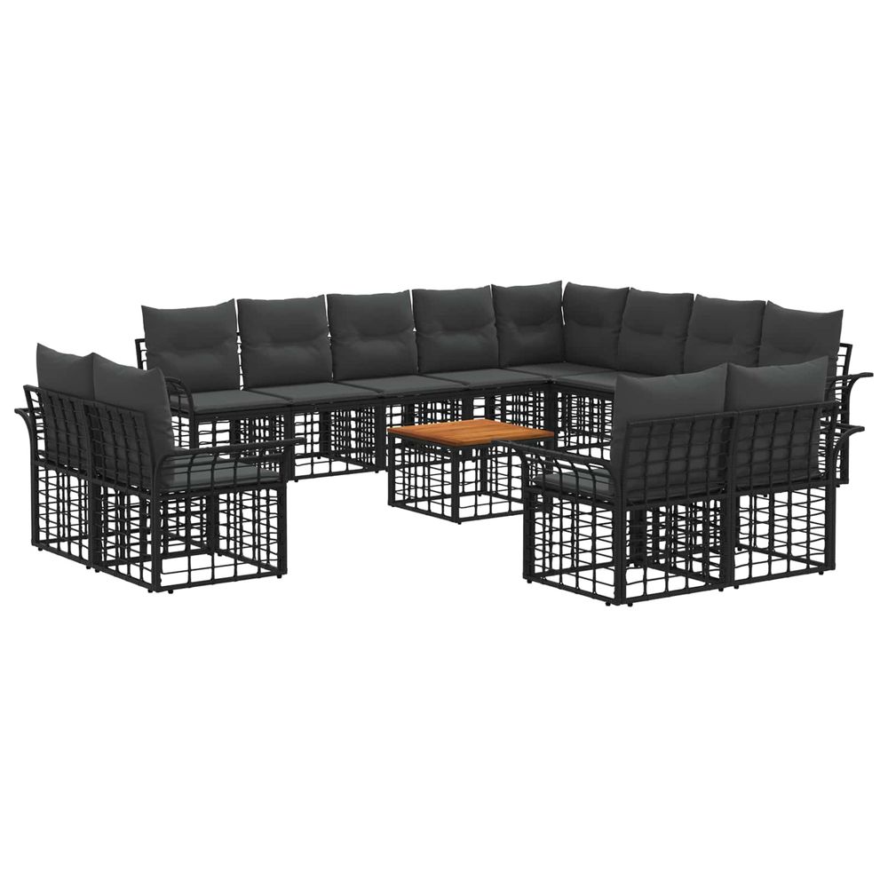 Ensemble de canapés d'extérieur 13 pc noir et gris foncé