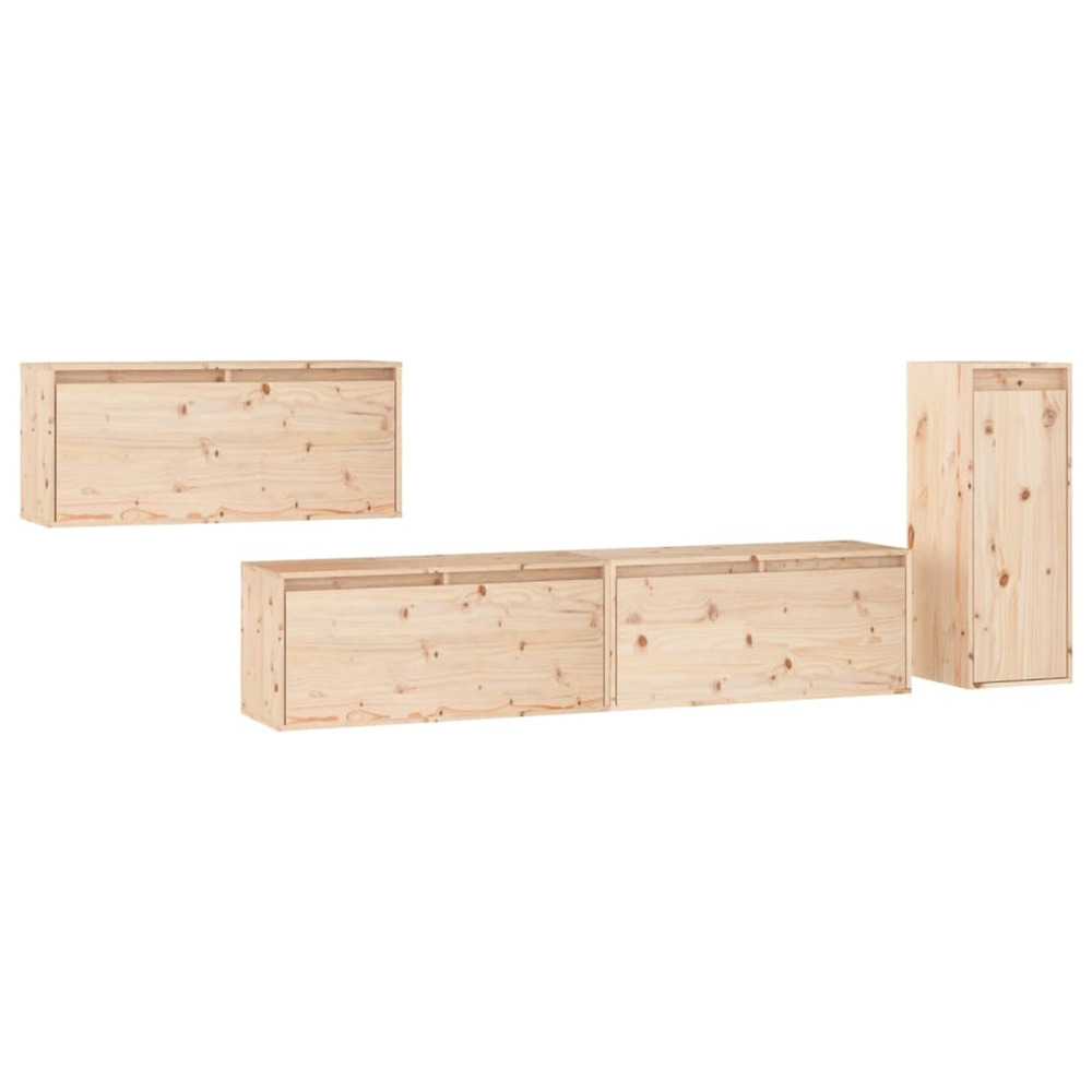 Meubles tv 4 pcs bois massif de pin