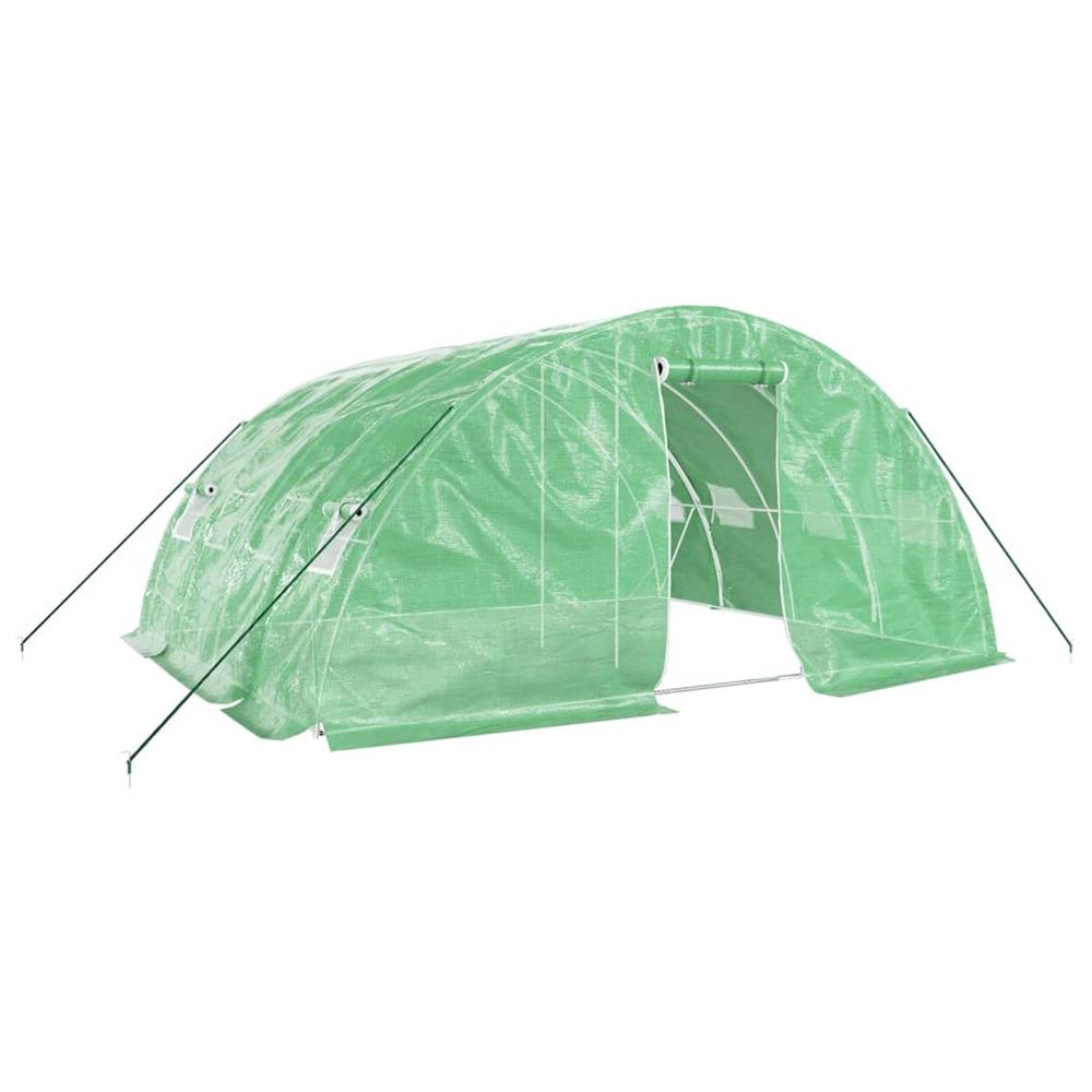 Serre avec cadre en acier vert 20 m² 5x4x2,3 m
