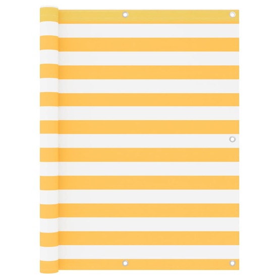 Écran de balcon brise pare vue protection confidentialité 120 x 500 cm tissu oxford blanc et jaune