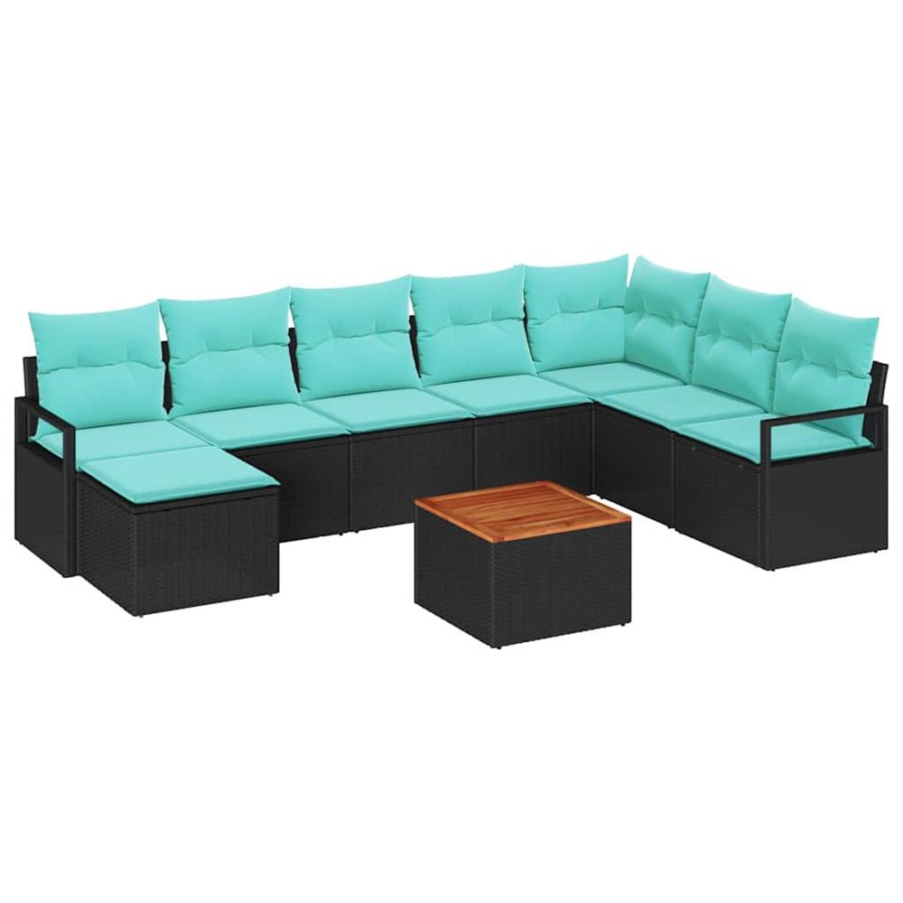 Ensemble de canapé de jardin 9 pc noir polyrotin