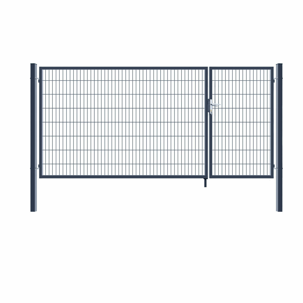 Home deluxe - portail de jardin aditus à double battant - anthracite, 160 x 350 cm - avec poignée, serrure, clés et verrouillage au
