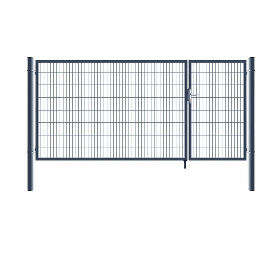 Home deluxe - portail de jardin aditus à double battant - anthracite, 160 x 350 cm - avec poignée, serrure, clés et verrouillage au