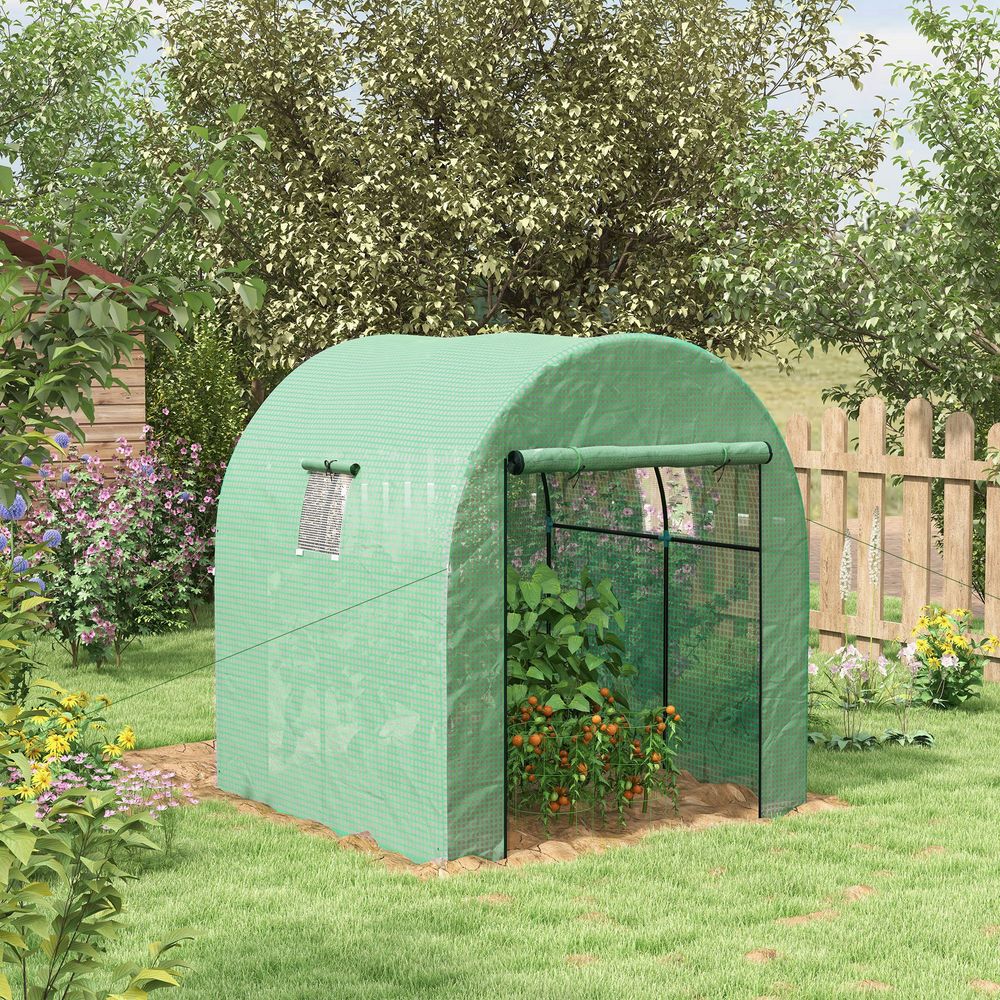 Serre tunnel de jardin acier et pe 180 x 180 x 200 cm verte pour potager protection uv - comfortxl outdoor living