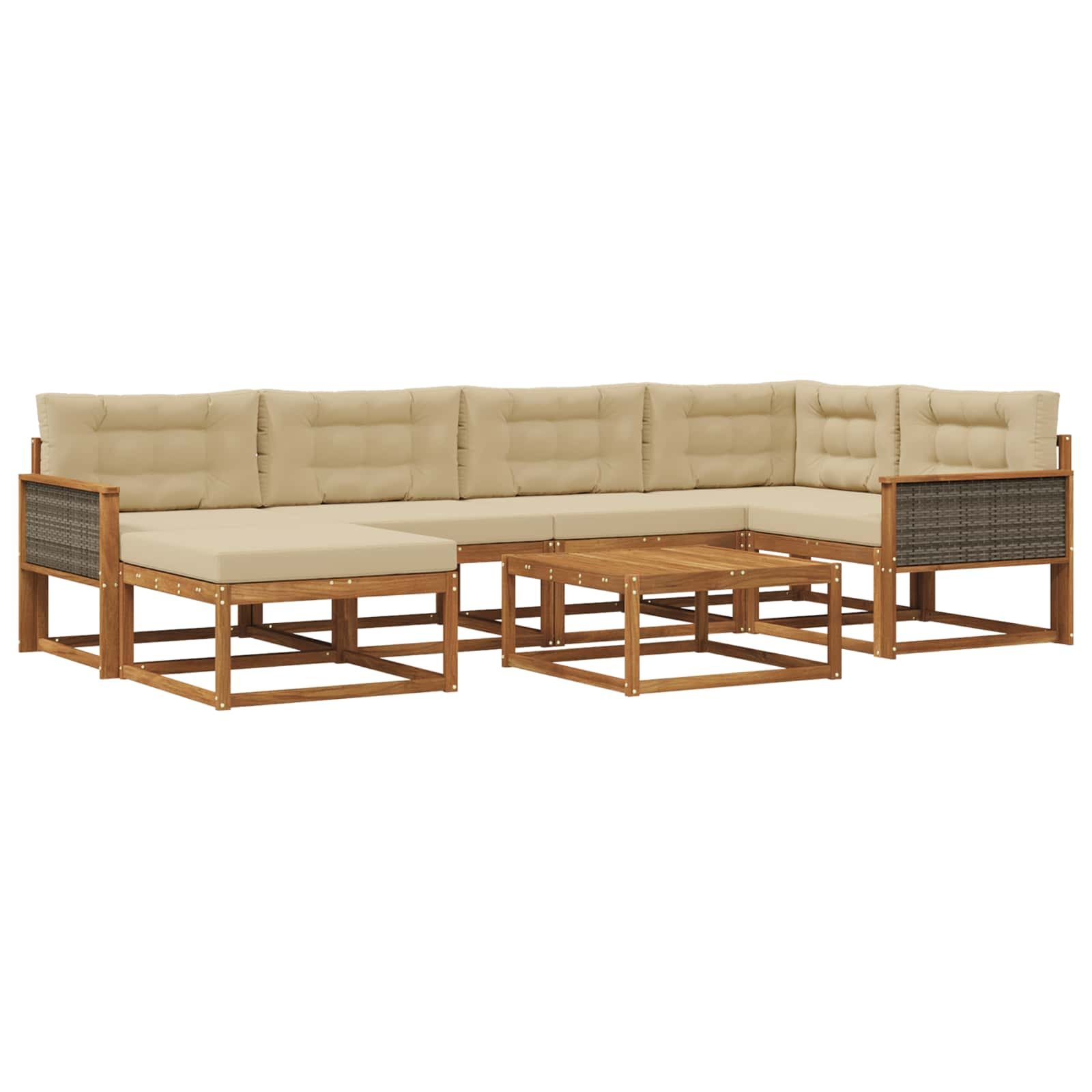 Ensemble de canapés d'extérieur 7 pcs naturel et beige