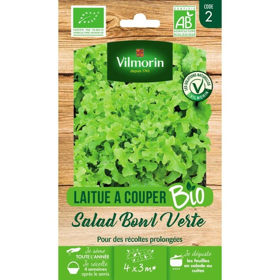 Sachet graines laitue à couper salad bowl verte bio