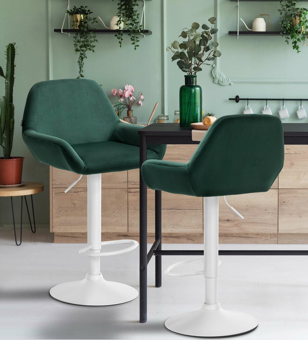 Tabouret de bar braga velours blanc