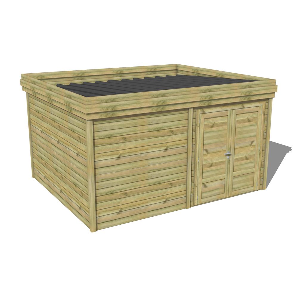 Abri de jardin bois pin traité autoclave 27mm - 4,695x3,44m / 16m2 - bac acier - abri français