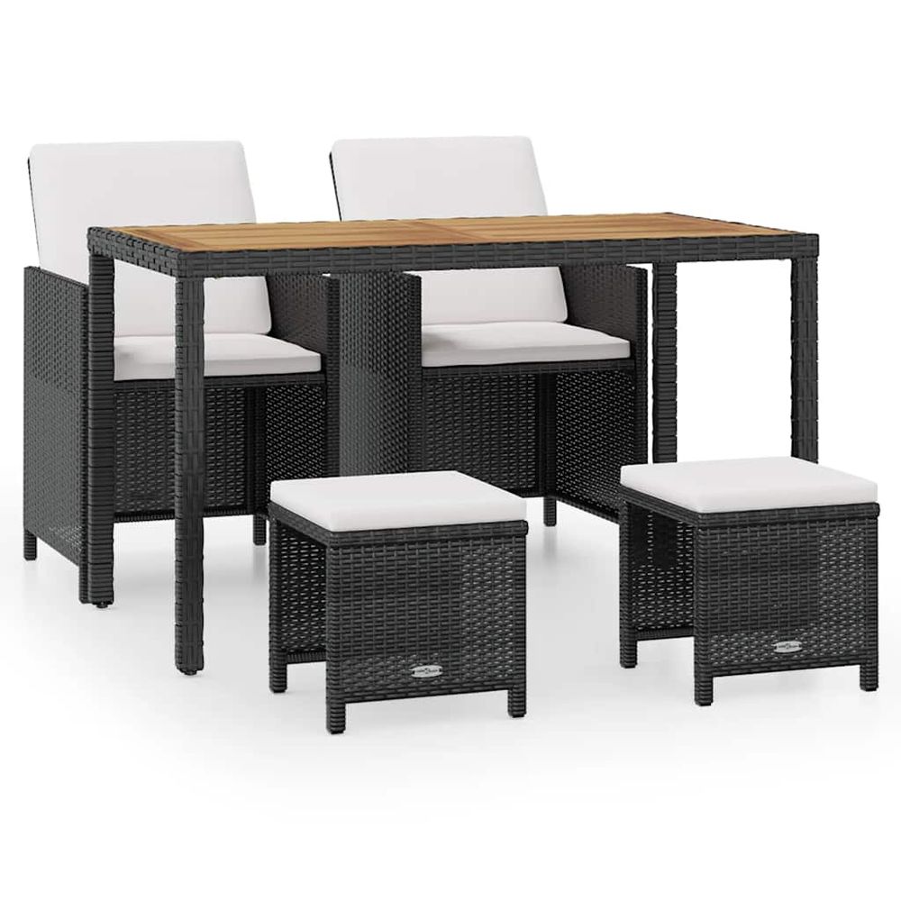 Ensemble à manger d'extérieur 5 pcs rotin et bois d'acacia noir