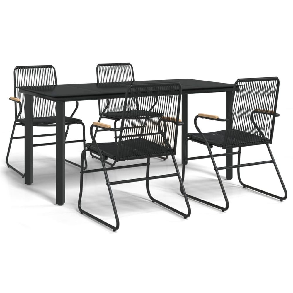 Ensemble à manger de jardin 5 pcs noir rotin pvc