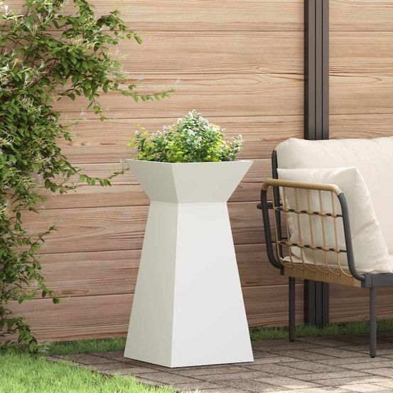 Lot de 2 jardinières hautes trapézoïdales en acier pour jardin blanc 73 cm
